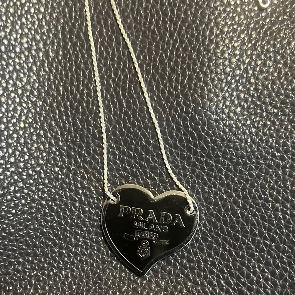 Prada Silver and Black Heart Necklace - Picture 4 of 4